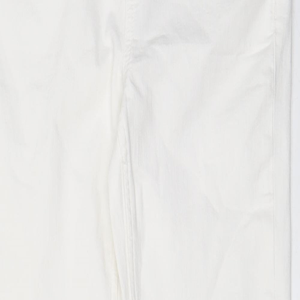 Marks and Spencer Womens White Cotton Straight Jeans Size 10 L27 in Regular Zip - Pockets
