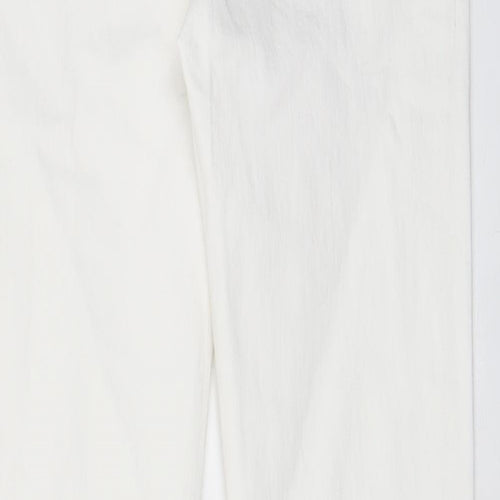 Marks and Spencer Womens White Cotton Straight Jeans Size 10 L27 in Regular Zip - Pockets