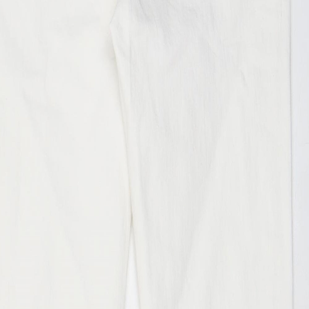 Marks and Spencer Womens White Cotton Straight Jeans Size 10 L27 in Regular Zip - Pockets