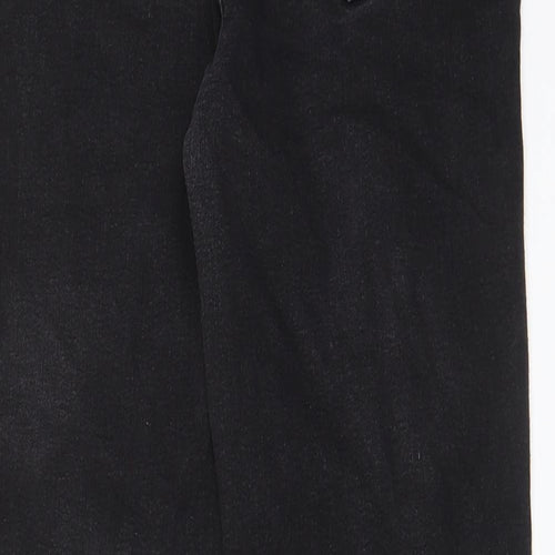 Marks and Spencer Womens Black Cotton Straight Jeans Size 12 L27 in Regular Zip - Pockets