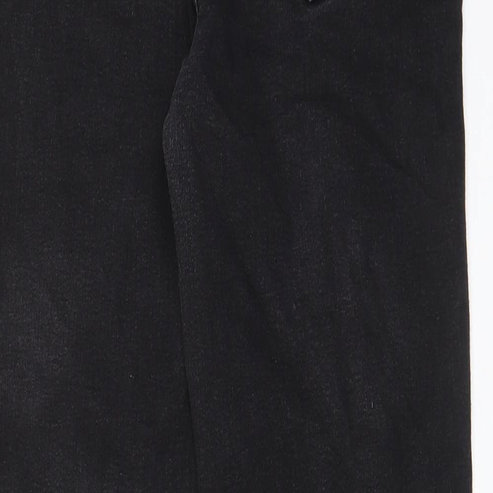 Marks and Spencer Womens Black Cotton Straight Jeans Size 12 L27 in Regular Zip - Pockets