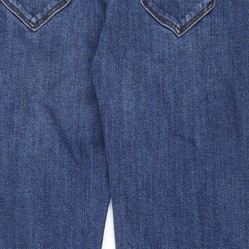 Marks and Spencer Mens Blue Cotton Straight Jeans Size 34 in L29 in Regular Zip - Pockets