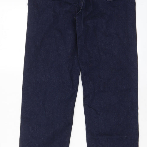 Marks and Spencer Womens Blue Cotton Straight Jeans Size 12 L28 in Regular Zip - Pockets