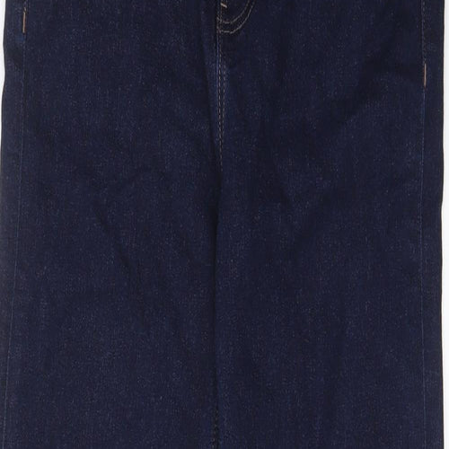 Marks and Spencer Womens Blue Cotton Straight Jeans Size 12 L28 in Regular Zip - Pockets