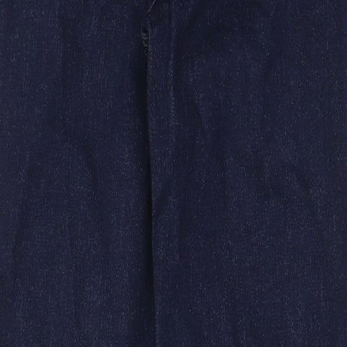 Marks and Spencer Womens Blue Cotton Straight Jeans Size 12 L28 in Regular Zip - Pockets