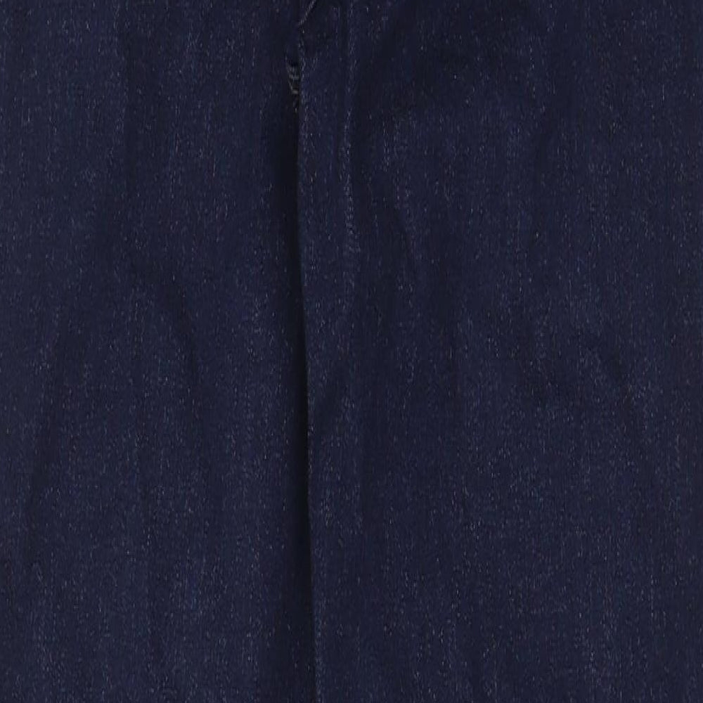 Marks and Spencer Womens Blue Cotton Straight Jeans Size 12 L28 in Regular Zip - Pockets