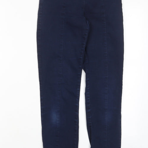 H&M Womens Blue Cotton Capri Trousers Size 6 L27 in Regular - Elasticated Waist