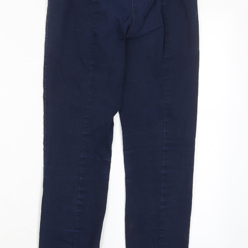 H&M Womens Blue Cotton Capri Trousers Size 6 L27 in Regular - Elasticated Waist