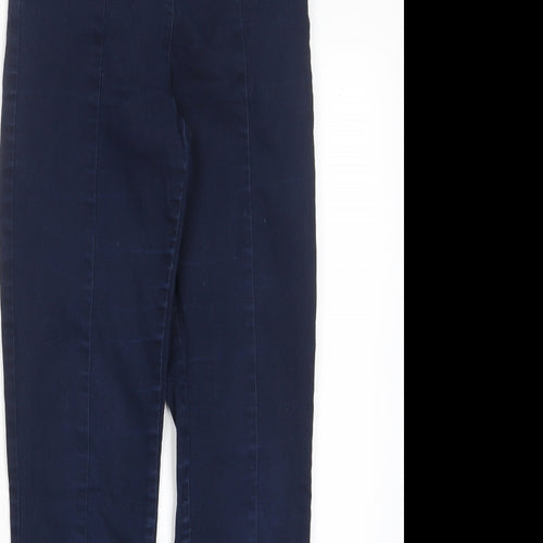 H&M Womens Blue Cotton Capri Trousers Size 6 L27 in Regular - Elasticated Waist