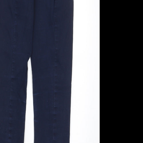 H&M Womens Blue Cotton Capri Trousers Size 6 L27 in Regular - Elasticated Waist
