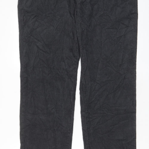 Marks and Spencer Mens Grey Cotton Trousers Size 40 in L33 in Regular Zip - Pockets