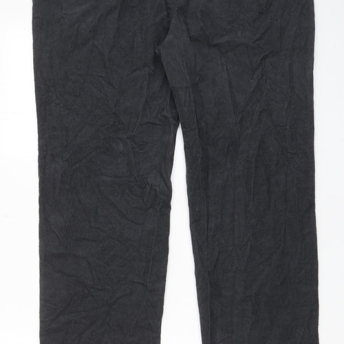 Marks and Spencer Mens Grey Cotton Trousers Size 40 in L33 in Regular Zip - Pockets