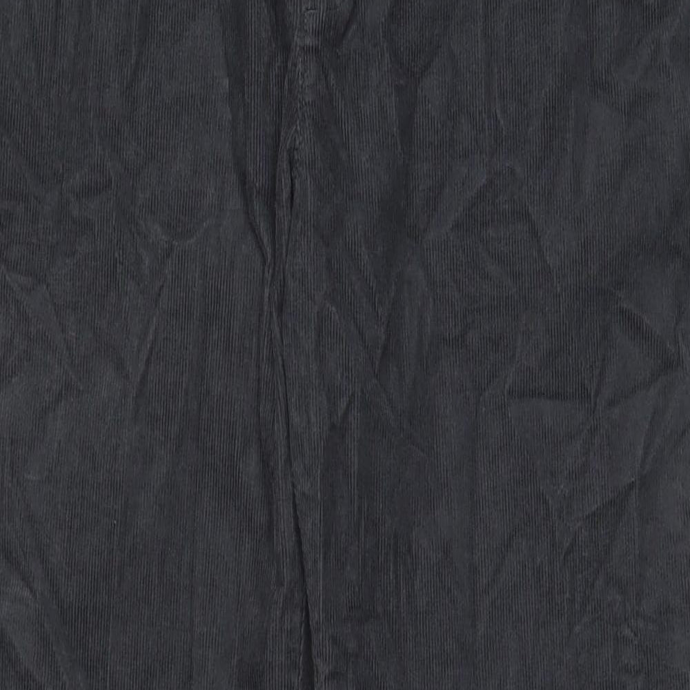 Marks and Spencer Mens Grey Cotton Trousers Size 40 in L33 in Regular Zip - Pockets