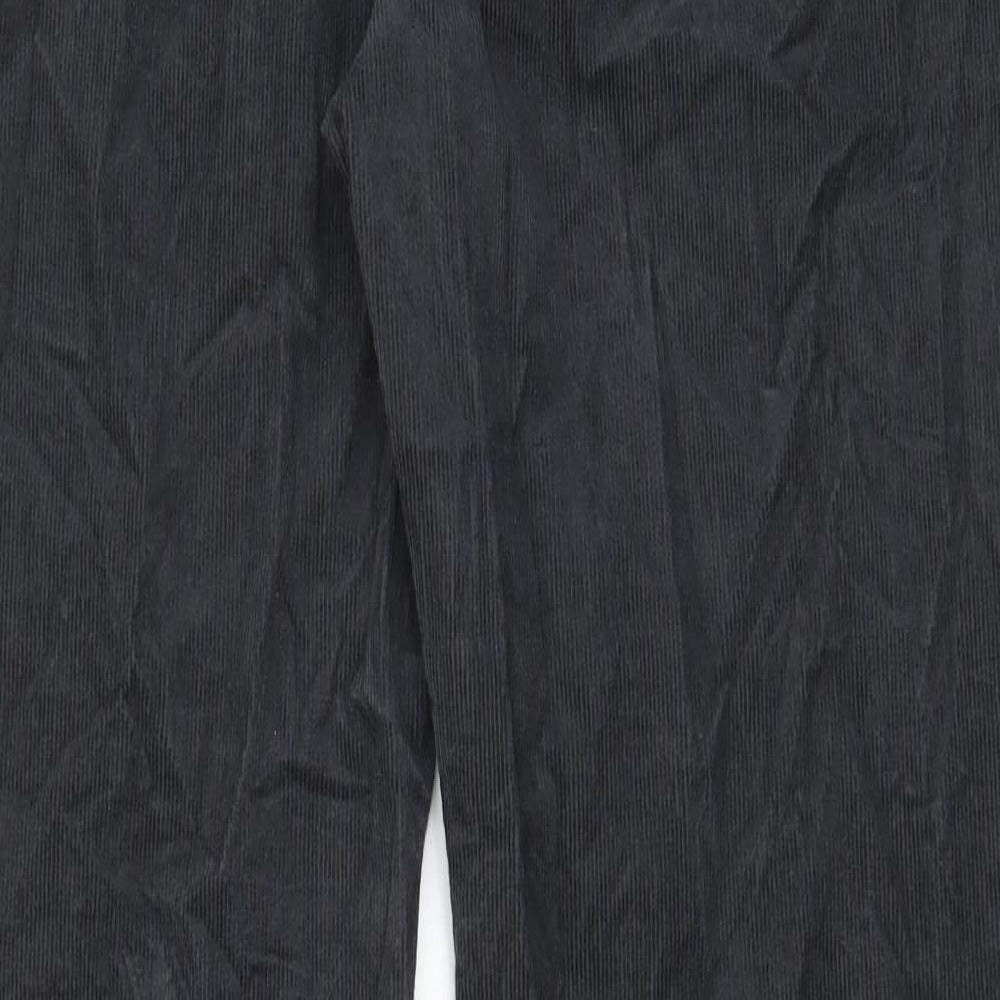 Marks and Spencer Mens Grey Cotton Trousers Size 40 in L33 in Regular Zip - Pockets