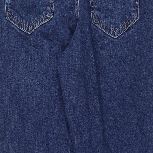 Marks and Spencer Womens Blue Cotton Mom Jeans Size 12 L26.5 in Regular Zip - Pockets
