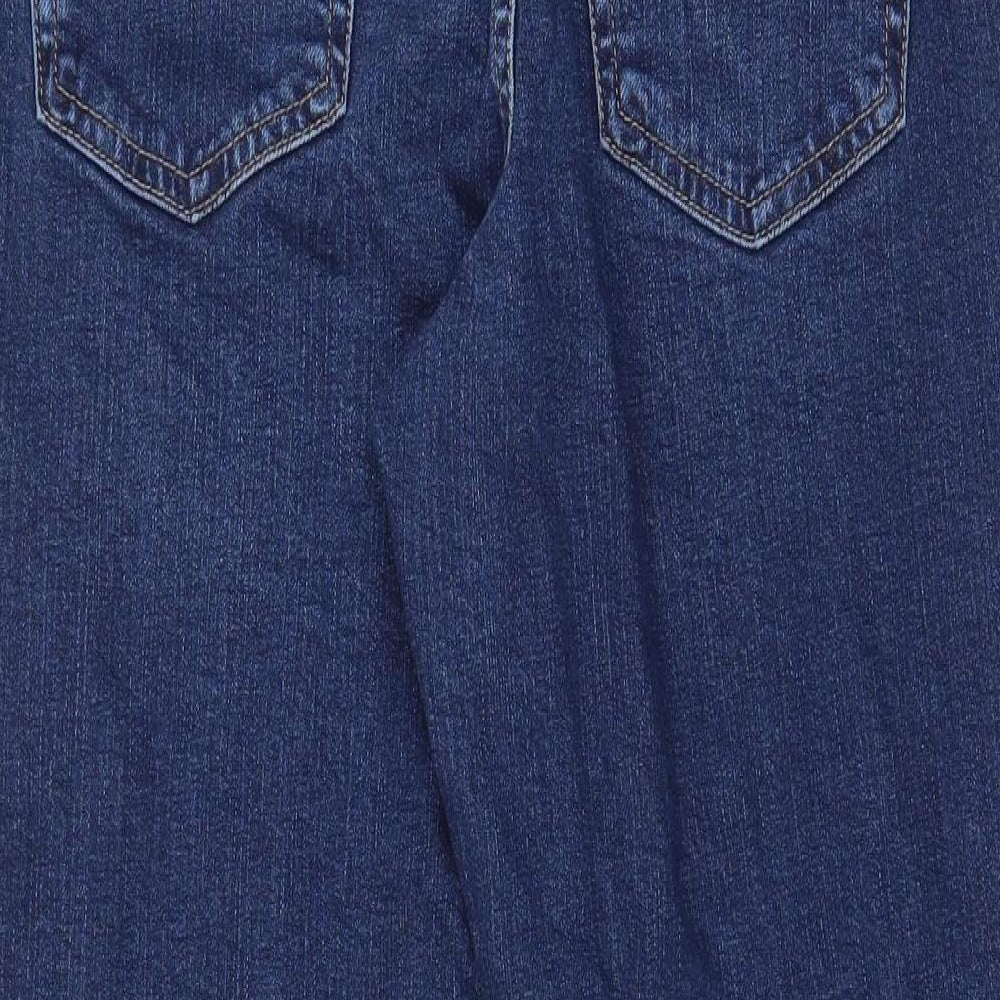 Marks and Spencer Womens Blue Cotton Mom Jeans Size 12 L26.5 in Regular Zip - Pockets