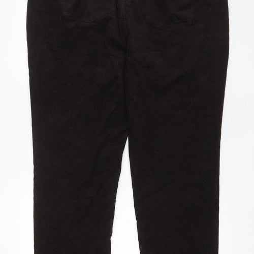 Marks and Spencer Womens Brown Cotton Trousers Size 22 L30 in Regular Zip - Pockets