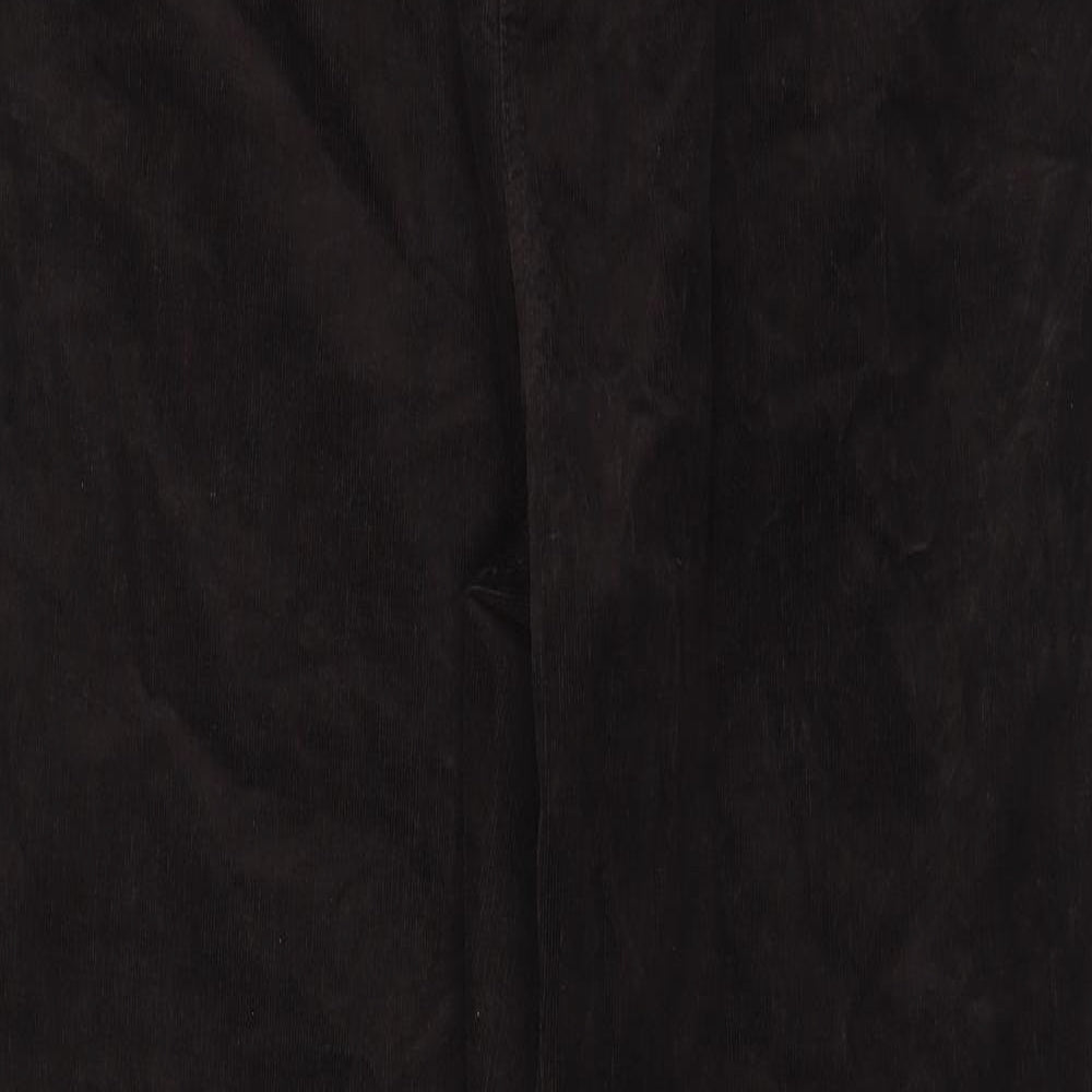 Marks and Spencer Womens Brown Cotton Trousers Size 22 L30 in Regular Zip - Pockets