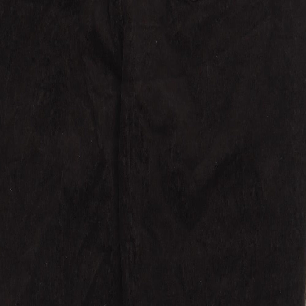 Marks and Spencer Womens Brown Cotton Trousers Size 22 L30 in Regular Zip - Pockets