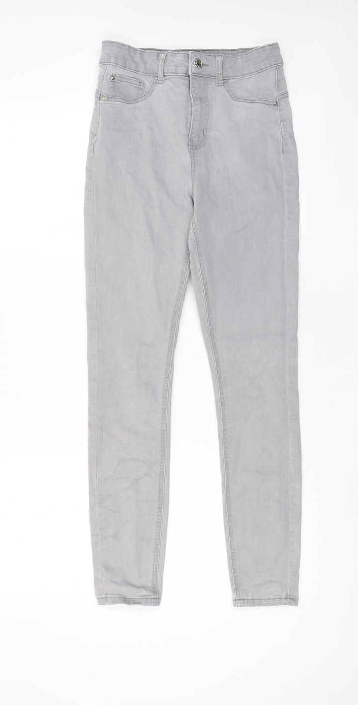 Denim & Co. Womens Grey Cotton Skinny Jeans Size 10 L27 in Regular Zip - Pockets