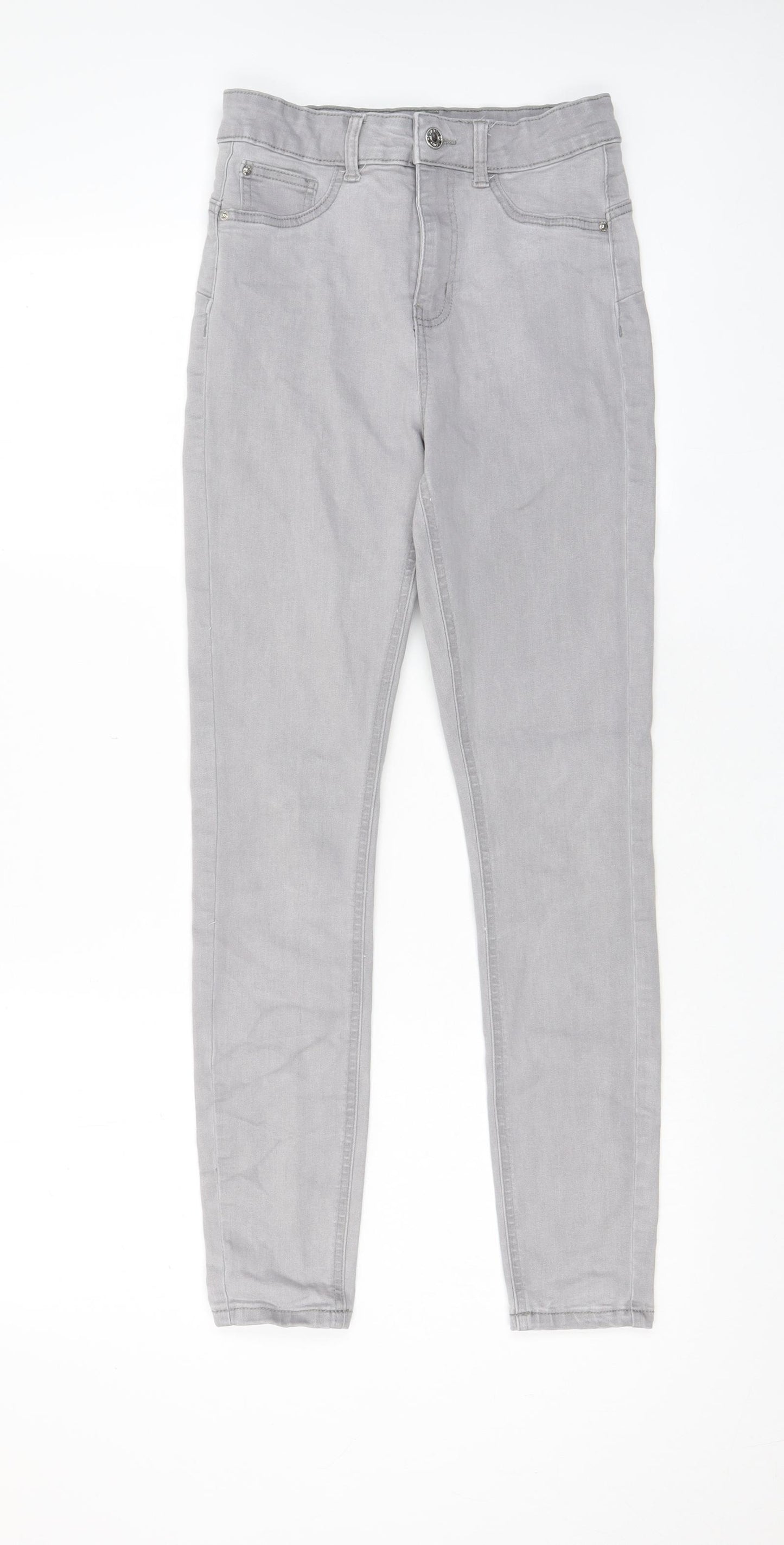 Denim & Co. Womens Grey Cotton Skinny Jeans Size 10 L27 in Regular Zip - Pockets