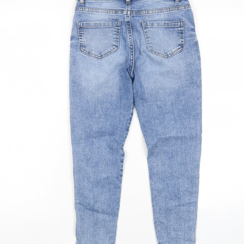 Marks and Spencer Girls Blue Cotton Skinny Jeans Size 10-11 Years L21 in Regular Zip - Pockets, Sequins