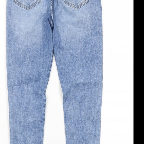 Marks and Spencer Girls Blue Cotton Skinny Jeans Size 10-11 Years L21 in Regular Zip - Pockets, Sequins
