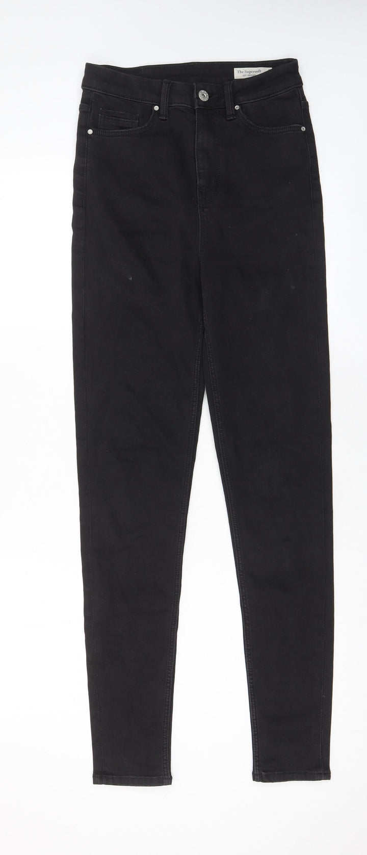 Marks and Spencer Womens Black Cotton Skinny Jeans Size 8 L30 in Regular Zip - Pockets