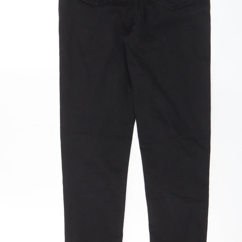 Marks and Spencer Womens Black Cotton Skinny Jeans Size 8 L30 in Regular Zip - Pockets
