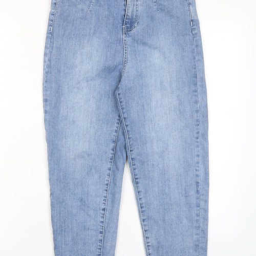 BASSINI Girls Blue Cotton Tapered Jeans Size 14-15 Years L22 in Regular Zip - Pockets
