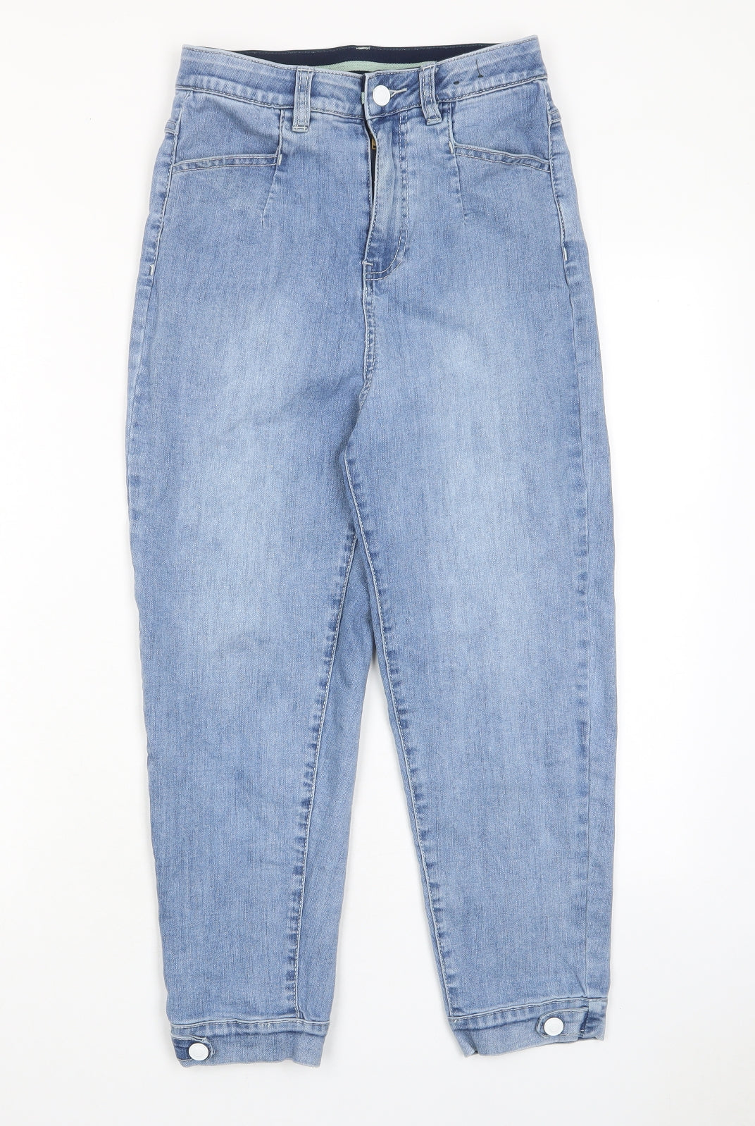 BASSINI Girls Blue Cotton Tapered Jeans Size 14-15 Years L22 in Regular Zip - Pockets