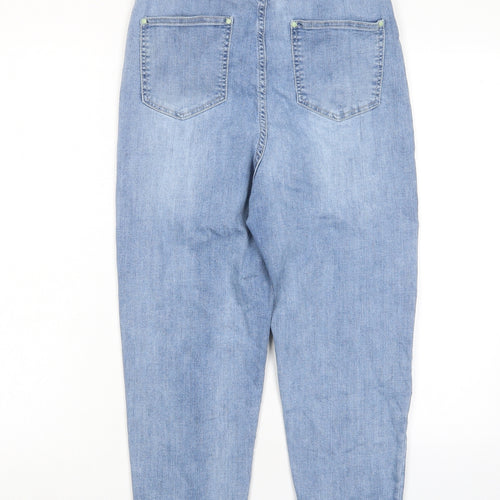 BASSINI Girls Blue Cotton Tapered Jeans Size 14-15 Years L22 in Regular Zip - Pockets