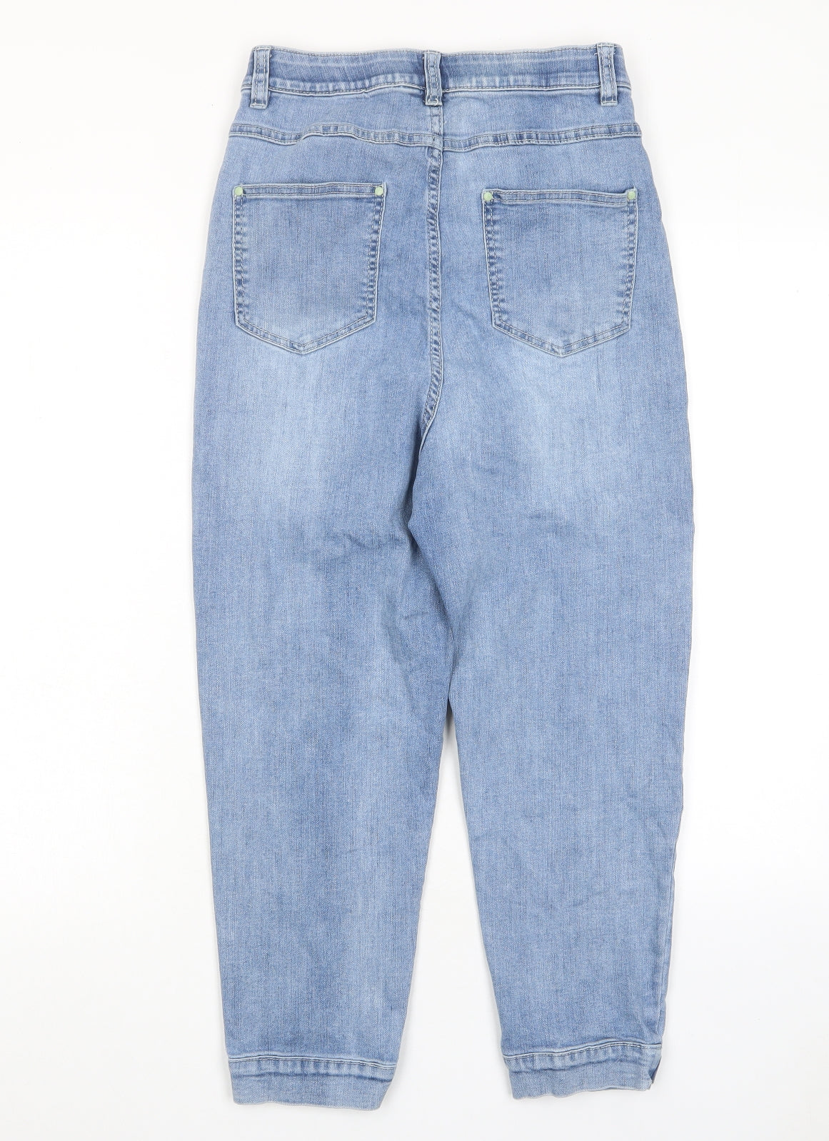 BASSINI Girls Blue Cotton Tapered Jeans Size 14-15 Years L22 in Regular Zip - Pockets