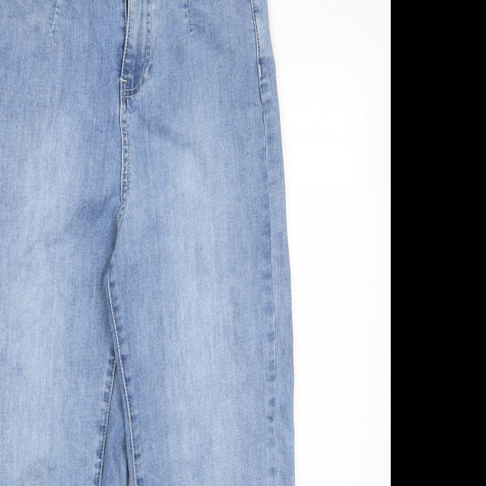 BASSINI Girls Blue Cotton Tapered Jeans Size 14-15 Years L22 in Regular Zip - Pockets