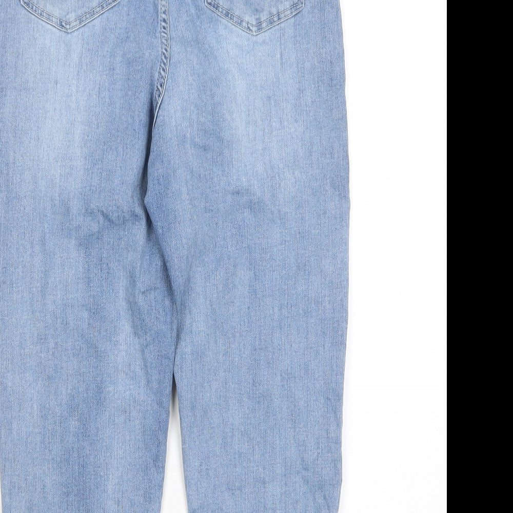BASSINI Girls Blue Cotton Tapered Jeans Size 14-15 Years L22 in Regular Zip - Pockets