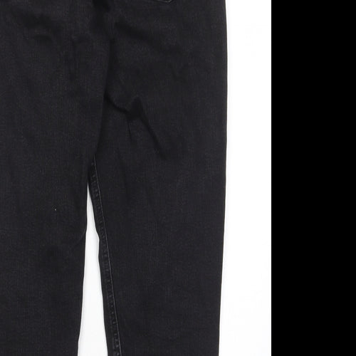 Marks and Spencer Womens Black Cotton Mom Jeans Size 12 L26 in Regular Zip - Pockets
