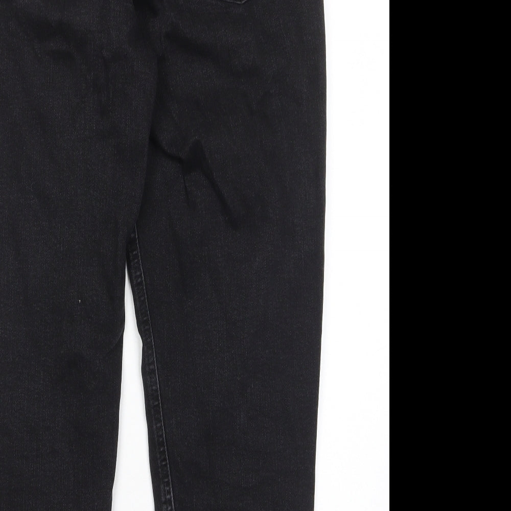 Marks and Spencer Womens Black Cotton Mom Jeans Size 12 L26 in Regular Zip - Pockets