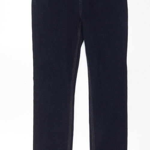 Marks and Spencer Womens Black Cotton Straight Jeans Size 10 L31 in Regular Zip - Pockets