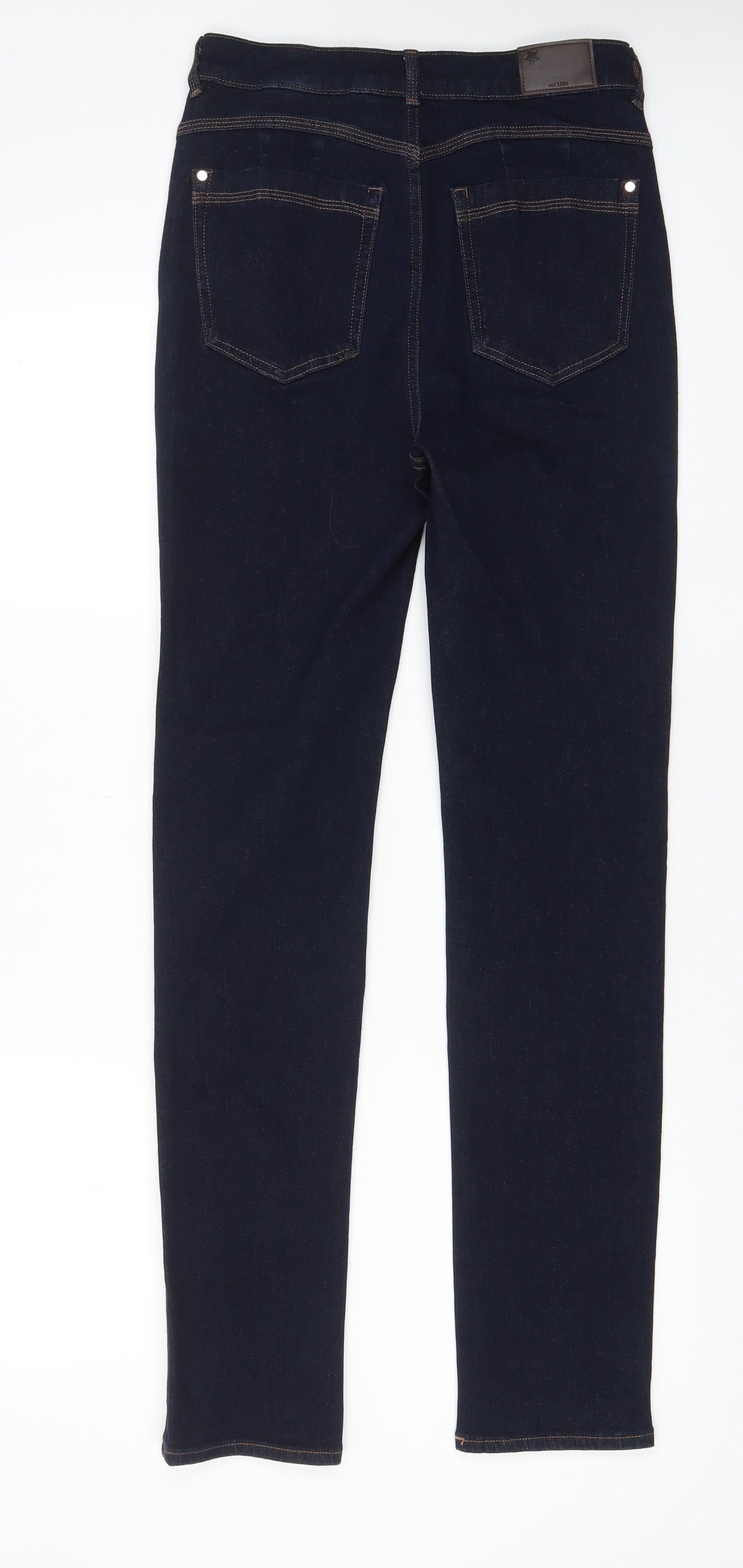 Marks and Spencer Womens Black Cotton Straight Jeans Size 10 L31 in Regular Zip - Pockets