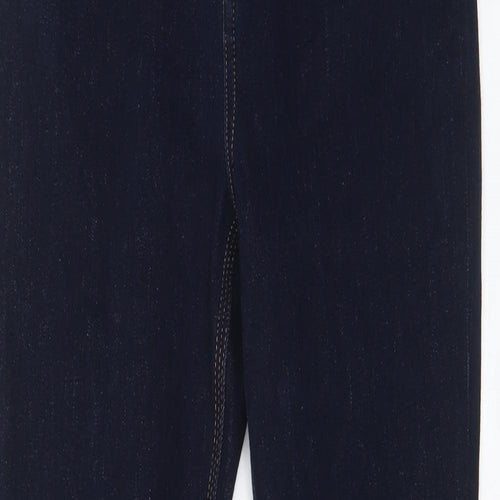 Marks and Spencer Womens Black Cotton Straight Jeans Size 10 L31 in Regular Zip - Pockets