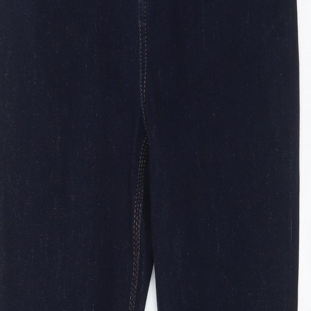 Marks and Spencer Womens Black Cotton Straight Jeans Size 10 L31 in Regular Zip - Pockets