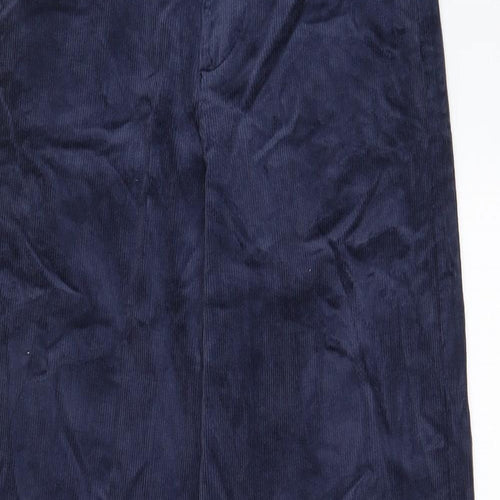 Marks and Spencer Womens Blue Cotton Trousers Size 8 L29 in Regular Zip - Pockets