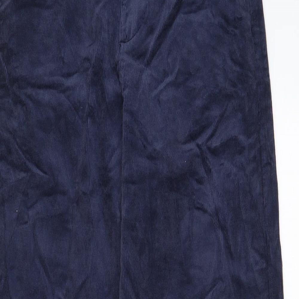 Marks and Spencer Womens Blue Cotton Trousers Size 8 L29 in Regular Zip - Pockets