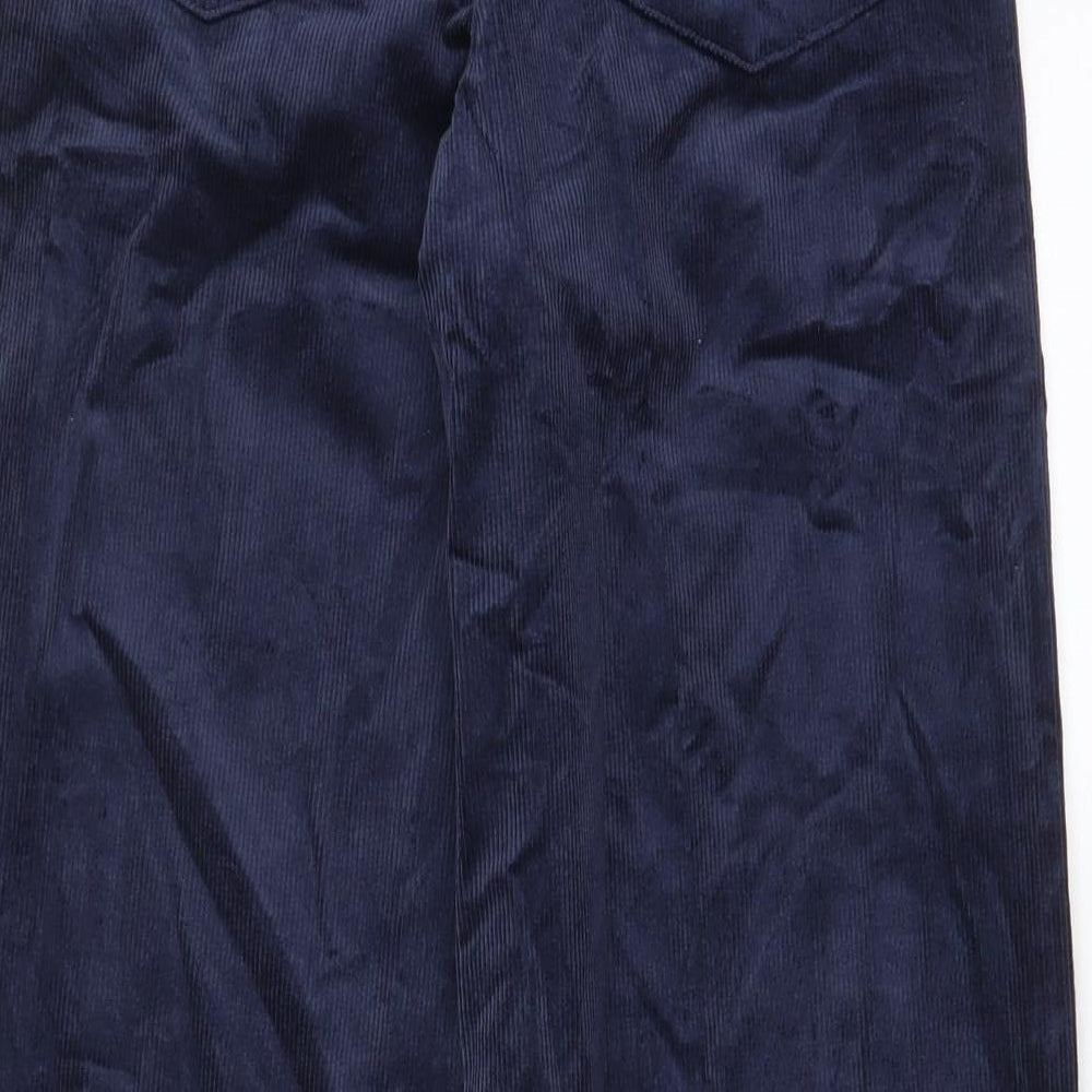 Marks and Spencer Womens Blue Cotton Trousers Size 8 L29 in Regular Zip - Pockets