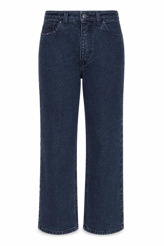 EQ Jeans Womens Blue Cotton Straight Jeans Size 28 in L24 in Regular Zip - Pockets, Jewels