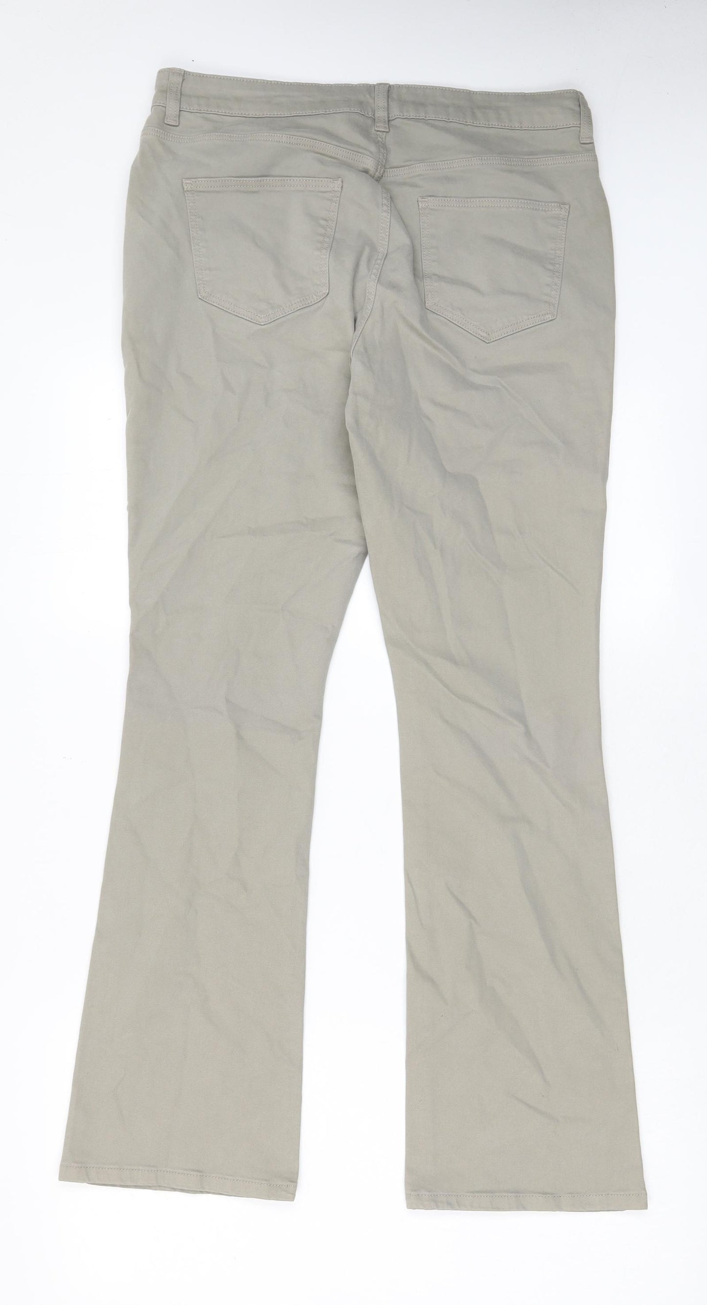 TU Womens Green Cotton Bootcut Jeans Size 12 L30 in Regular Zip - Pockets