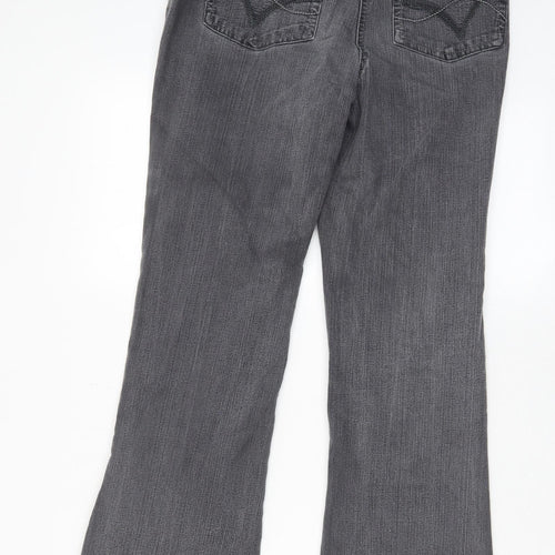 BHS Womens Grey Cotton Bootcut Jeans Size 10 L28 in Regular Zip - Pockets