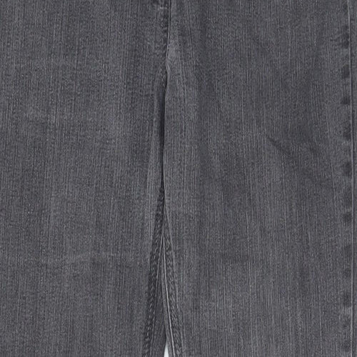 BHS Womens Grey Cotton Bootcut Jeans Size 10 L28 in Regular Zip - Pockets
