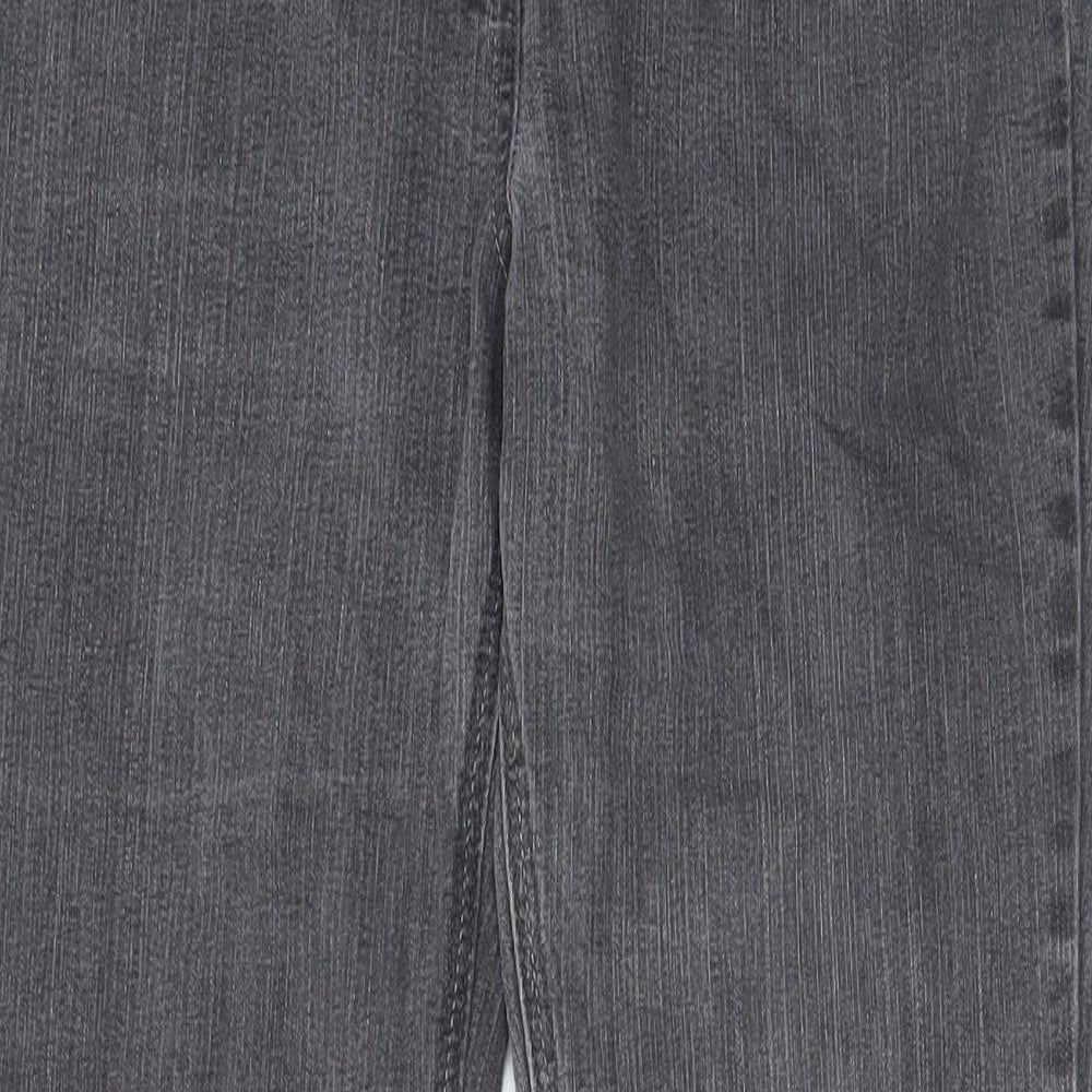 BHS Womens Grey Cotton Bootcut Jeans Size 10 L28 in Regular Zip - Pockets