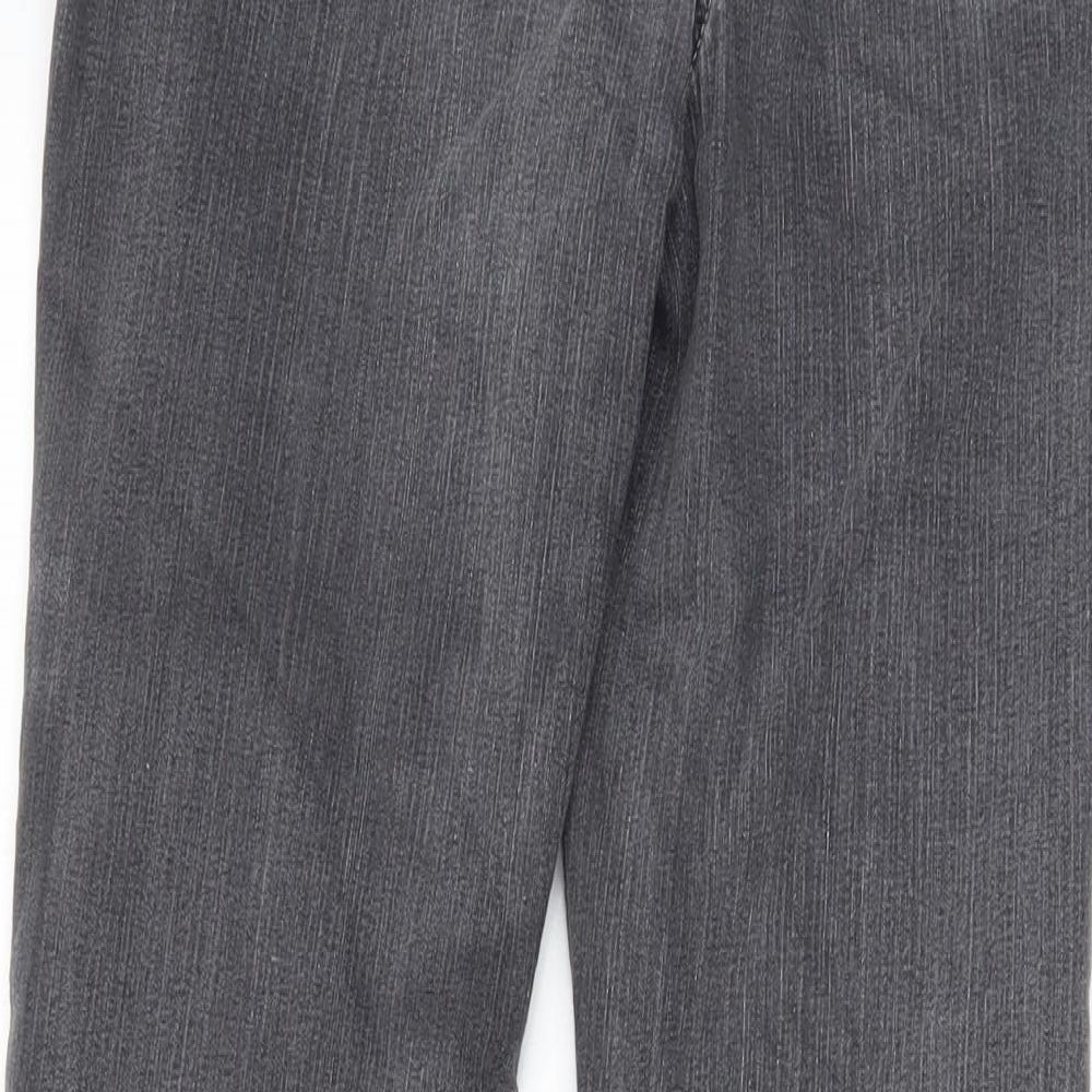 BHS Womens Grey Cotton Bootcut Jeans Size 10 L28 in Regular Zip - Pockets